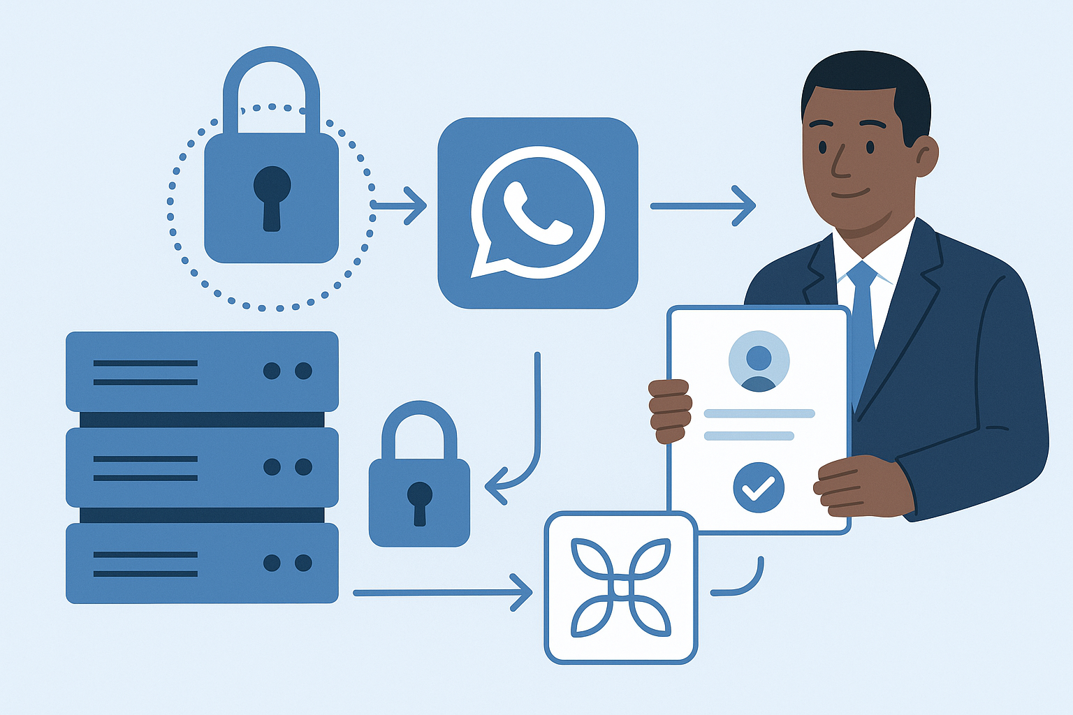 Flowchart showing data privacy considerations in WhatsApp Business API for South African companies
